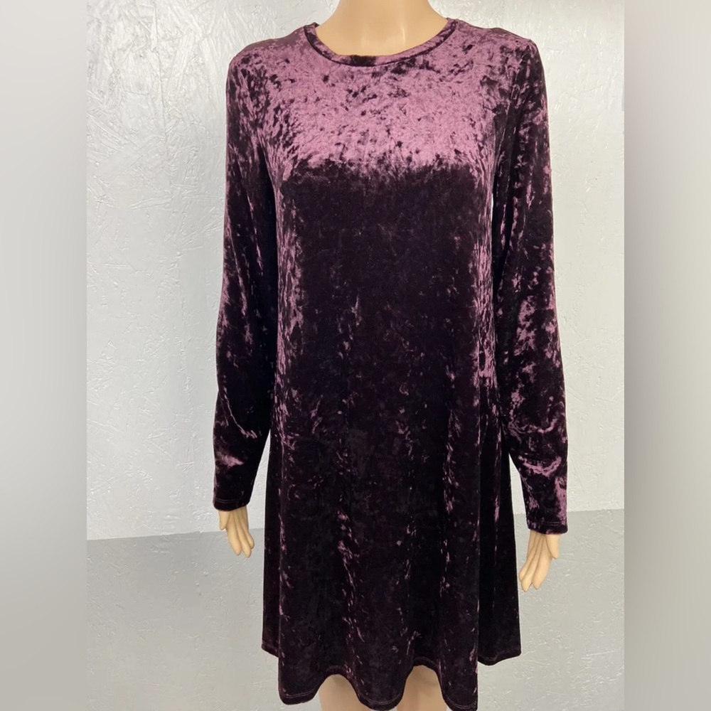 Stunning London Times Wine Velvet Long Sleeve Mini Dress